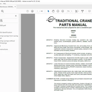 Manitowoc Traditional Crane 3900W Parts Manual SN 393063 PDF