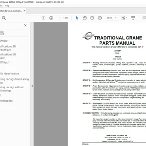 Manitowoc Traditional Crane 3900W Parts Manual SN 395038 PDF