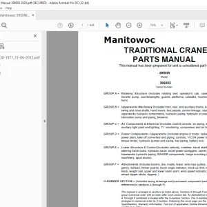 Manitowoc Traditional Crane 3950W Parts Manual SN 396003  - PDF DOWNLOAD