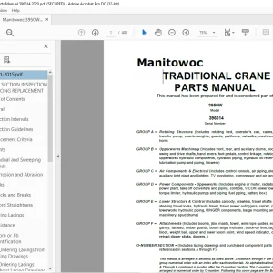 Manitowoc Traditional Crane 3950W Parts Manual SN 396014 - PDF DOWNLOAD