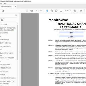 Manitowoc Traditional Crane 4000 Parts Manual SN 40050 PDF