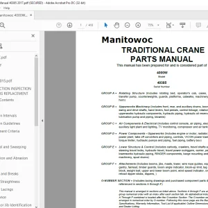 Manitowoc Traditional Crane 4000 Parts Manual SN 40385  - PDF DOWNLOAD