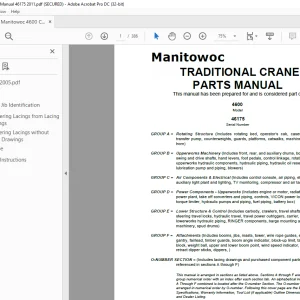Manitowoc Traditional Crane 4000 Parts Manual SN 46175 - PDF DOWNLOAD