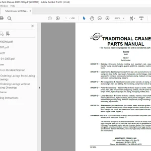 Manitowoc Traditional Crane 4000W Parts Manual 40387 - PDF DOWNLOAD