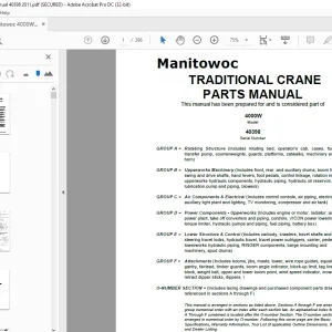 Manitowoc Traditional Crane 4000W Parts Manual 40398 - PDF DOWNLOAD