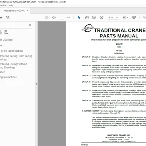 Manitowoc Traditional Crane 4000W Parts Manual 40419 - PDF DOWNLOAD