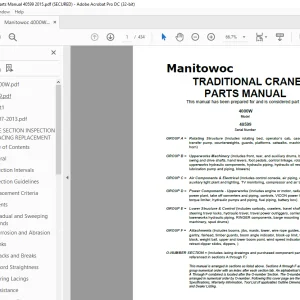 Manitowoc Traditional Crane 4000W  Parts Manual 40599 - PDF DOWNLOAD