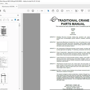 Manitowoc Traditional Crane 4000W Parts Manual 40610 - PDF DOWNLOAD