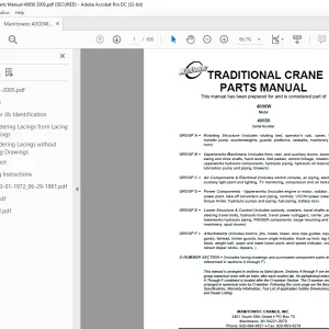 Manitowoc Traditional Crane 4000W Parts Manual 40656 PDF