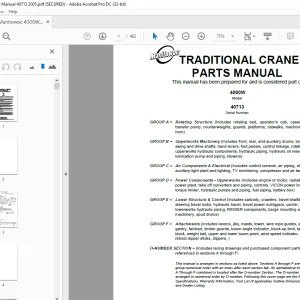 Manitowoc Traditional Crane 4000W Parts Manual 40713 - PDF DOWNLOAD