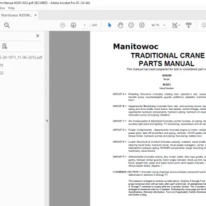 Manitowoc Traditional Crane 4000W Parts Manual SN 40293 -  PDF DOWNLOAD