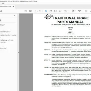Manitowoc Traditional Crane 4000W Parts Manual SN 40317 - PDF DOWNLOAD