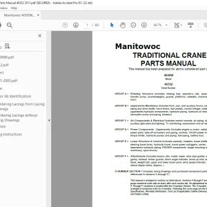 Manitowoc Traditional Crane 4000W Parts Manual SN 40352 PDF