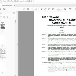 Manitowoc Traditional Crane 4000W  Parts Manual SN 40371 - PDF DOWNLOAD