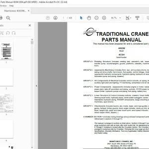 Manitowoc Traditional Crane 4000W Parts Manual SN 40394 - PDF DOWNLOAD