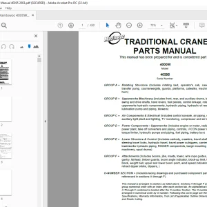 Manitowoc Traditional Crane 4000W Parts Manual SN 40395 - PDF DOWNLOAD