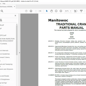 Manitowoc Traditional Crane 4000W Parts Manual SN 40400 - PDF DOWNLOAD