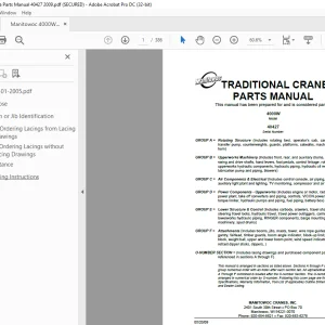 Manitowoc Traditional Crane 4000W Parts Manual SN 40427 PDF