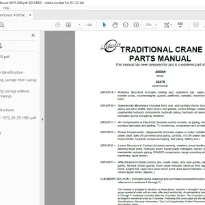 Manitowoc Traditional Crane 4000W Parts Manual SN 40478 - PDF DOWNLOAD