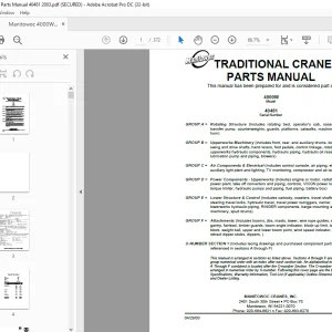 Manitowoc Traditional Crane 4000W Parts Manual SN 40481 PDF