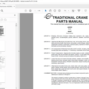 Manitowoc Traditional Crane 4000W Parts Manual SN 40487 PDF