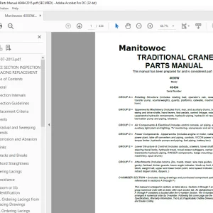Manitowoc Traditional Crane 4000W  Parts Manual SN 40494 - PDF DOWNLOAD