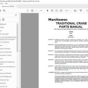 Manitowoc Traditional Crane 4000W  Parts Manual SN 40495 - PDF DOWNLOAD