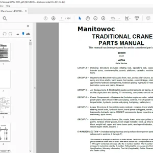 Manitowoc Traditional Crane 4000W Parts Manual SN 40504  - PDF DOWNLOAD