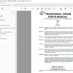 Manitowoc Traditional Crane 4000W Parts Manual SN 40517 PDF