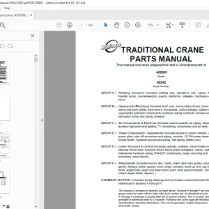 Manitowoc Traditional Crane 4000W Parts Manual SN 40542 PDF