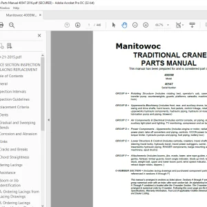 Manitowoc Traditional Crane 4000W Parts Manual SN 40547  - PDF DOWNLOAD