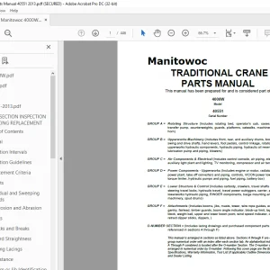 Manitowoc Traditional Crane 4000W Parts Manual SN 40551  - PDF DOWNLOAD