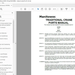 Manitowoc Traditional Crane 4000W Parts Manual SN 40561 - PDF DOWNLOAD