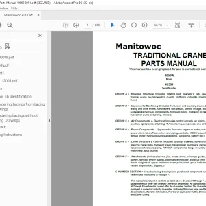 Manitowoc Traditional Crane 4000W Parts Manual SN 40569 - PDF