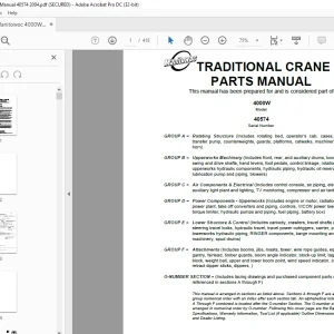 Manitowoc Traditional Crane 4000W Parts Manual SN 40574 PDF