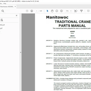 Manitowoc Traditional Crane 4000W Parts Manual SN 40615 - PDF DOWNLOAD