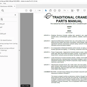 Manitowoc Traditional Crane 4000W Parts Manual SN 40642 - PDF DOWNLOAD