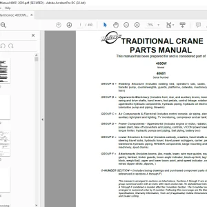 Manitowoc Traditional Crane 4000W Parts Manual SN 40651 PDF