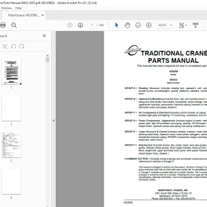 Manitowoc Traditional Crane 4000W Parts Manual SN 40653 - PDF DOWNLOAD