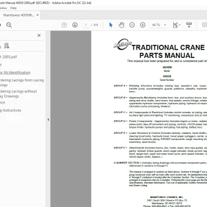 Manitowoc Traditional Crane 4000W Parts Manual SN 40658 PDF