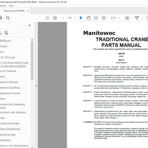 Manitowoc Traditional Crane 4000W Parts Manual SN 40674 - PDF DOWNLOAD