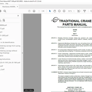 Manitowoc Traditional Crane 4000W Parts Manual SN 40677 - PDF DOWNLOAD