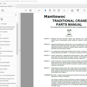 Manitowoc Traditional Crane 4000W Parts Manual SN 40682 - PDF DOWNLOAD
