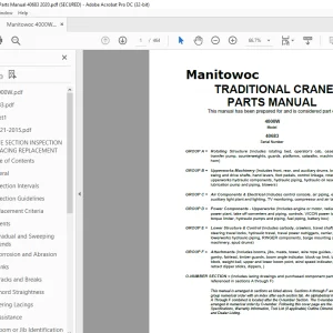 Manitowoc Traditional Crane 4000W Parts Manual SN 40683 PDF