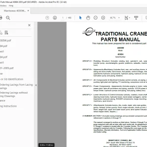 Manitowoc Traditional Crane 4000W Parts Manual SN 40684 - PDF DOWNLOAD