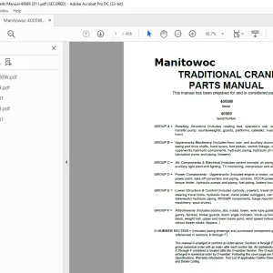 Manitowoc Traditional Crane 4000W Parts Manual SN 40689 - PDF DOWNLOAD