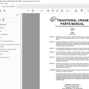 Manitowoc Traditional Crane 4000W Parts Manual SN 40690 PDF