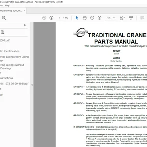 Manitowoc Traditional Crane 4000W Parts Manual SN 40698 - PDF