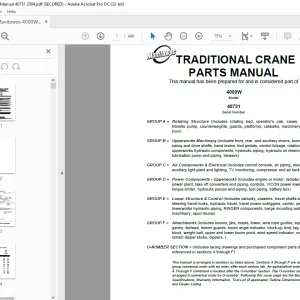 Manitowoc Traditional Crane 4000W Parts Manual SN 40731 - PDF DOWNLOAD