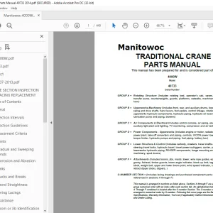 Manitowoc Traditional Crane 4000W Parts Manual SN 40733 - PDF DOWNLOAD